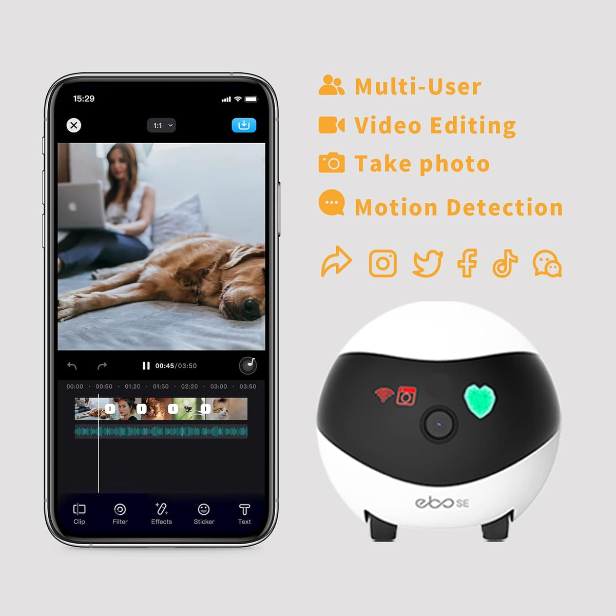 SE Home Robot Camera: 1080P Mobile Familybot Pet Companion