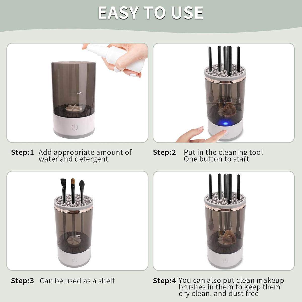 Electric Makeup Brush Cleaner and Dryer, Automatic Brush Washing Machine